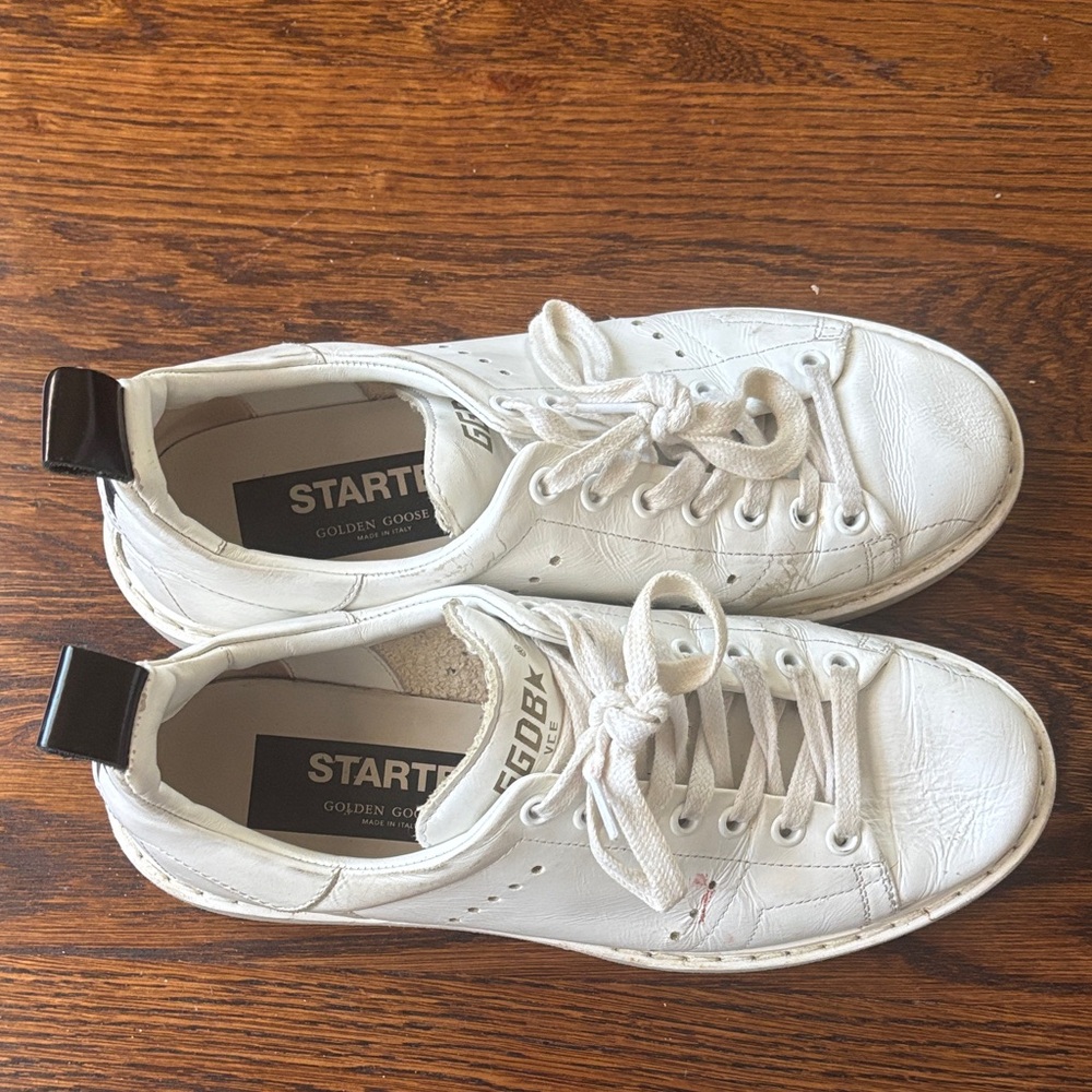 Golden Goose White Men's Sneakers with Black Accents